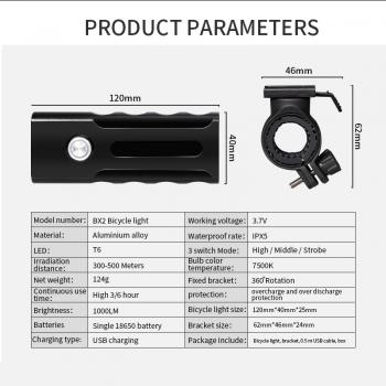 NYX BX2 Frontlicht CREE XM-L T6 1000LM