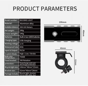 NYX BX3 Front light 3x CREE XM-L T6 3000LM